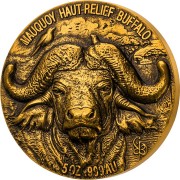 Ivory Coast 5 oz WATER BUFFALO series BIG FIVE MAUQUOY HAUT RELIEF 10000 Francs Gold coin 2020